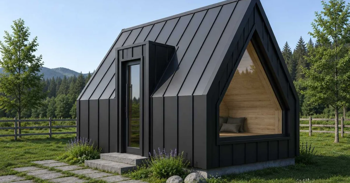 Kompakt minihus i A-form gir plass til noen hjemmekomforter